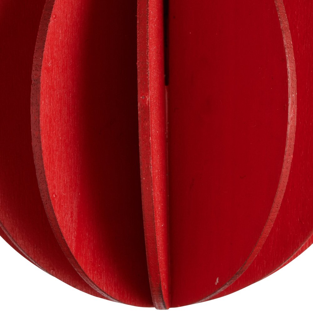 Wilko 4 Pack Joy Red Wooden Pleated Bauble Image 4