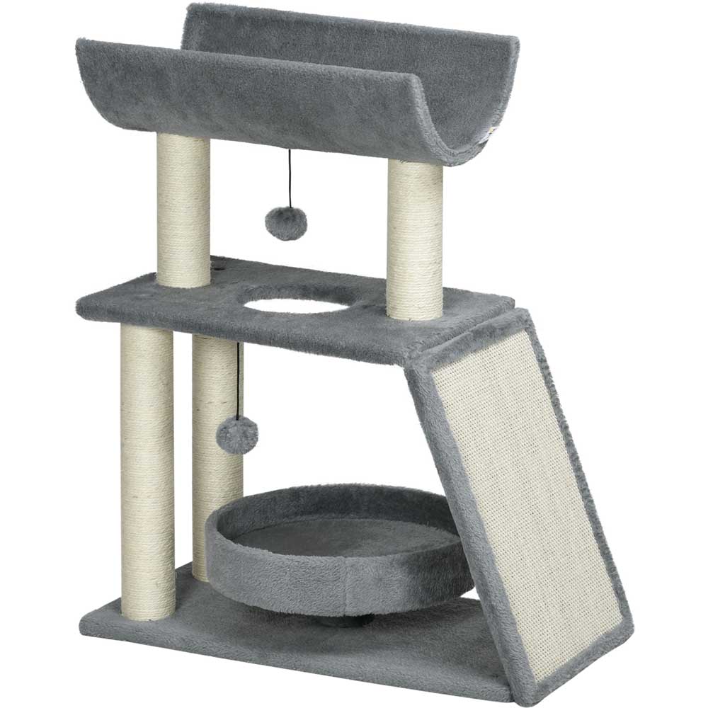 PawHut Grey Cat Tree Kitten Tower with Scratching Post Wilko