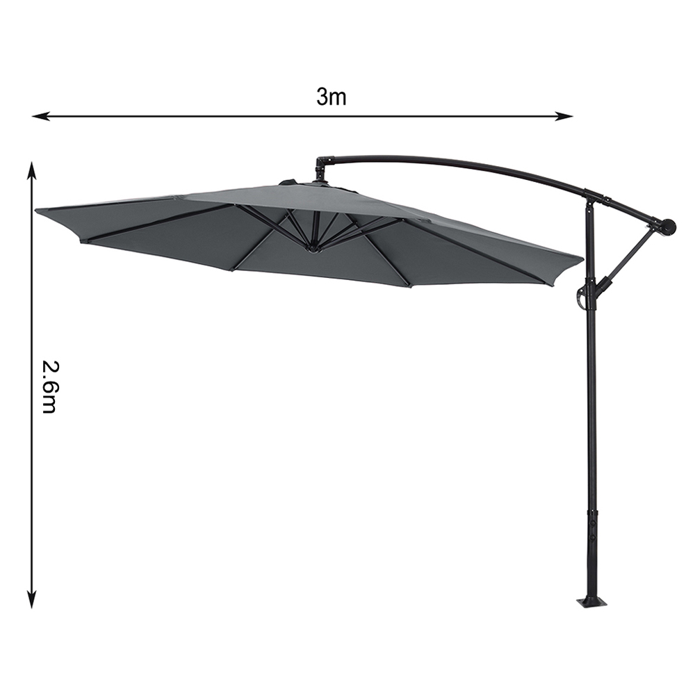 Living and Home Dark Grey Garden Cantilever Parasol with Round Base 3m Image 6