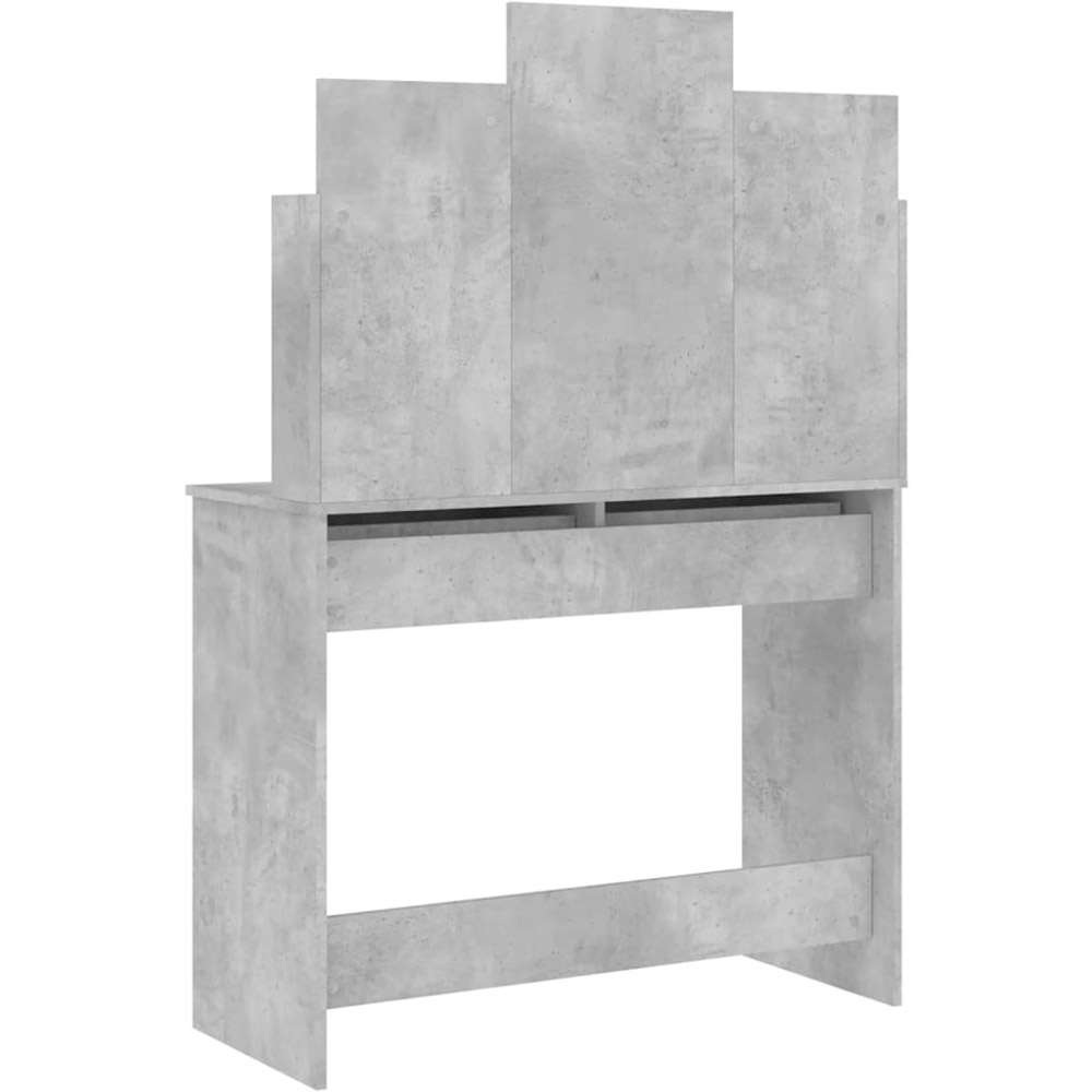 vidaXL 2 Drawer 4 Shelf Concrete Grey Dressing Table with Mirror Image 6