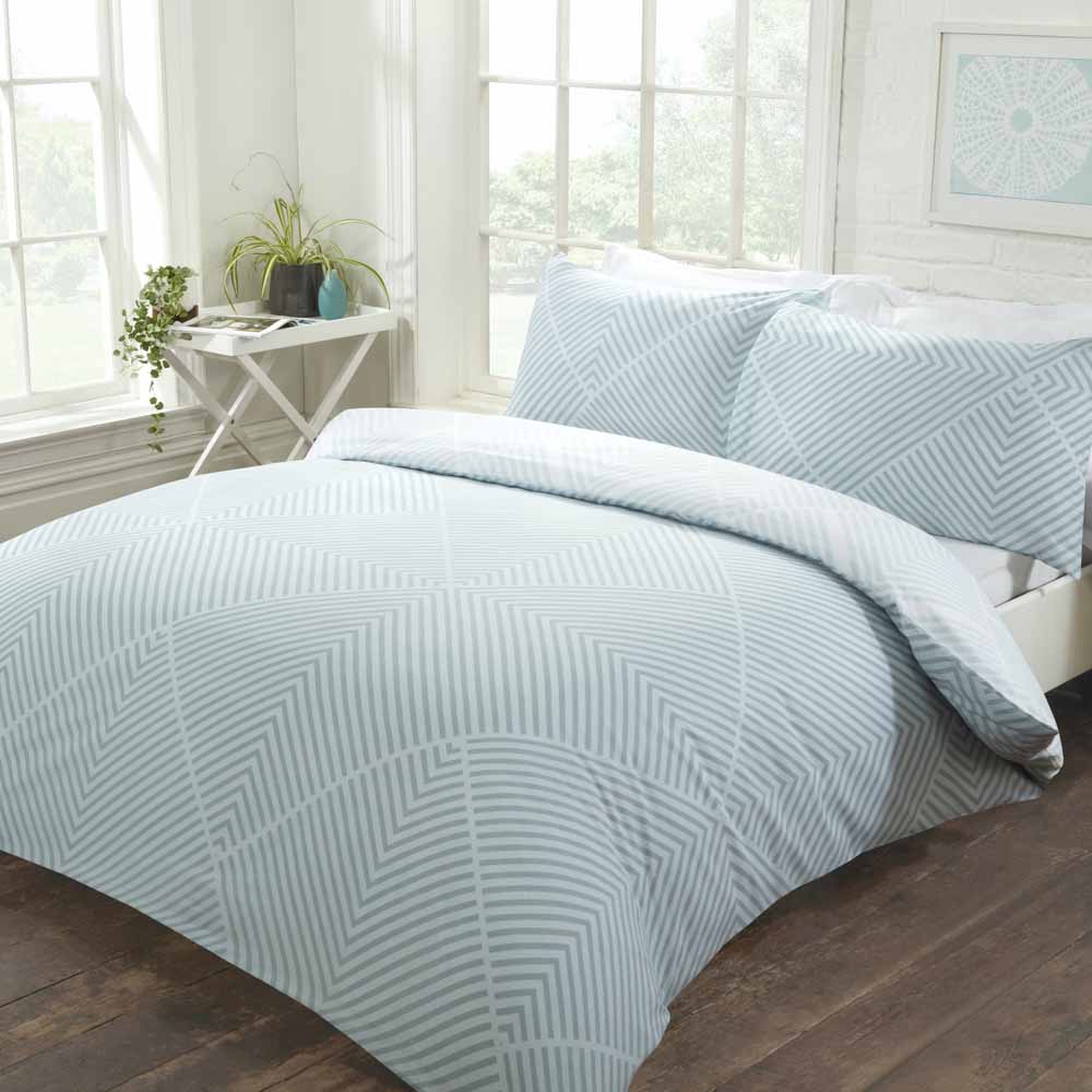 Sleepdown Geo Duvet Set Duck Egg Double Wilko