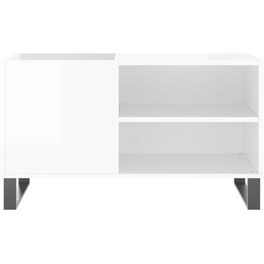 vidaXL 2 Shelf High Gloss White Record Cabinet Image 4