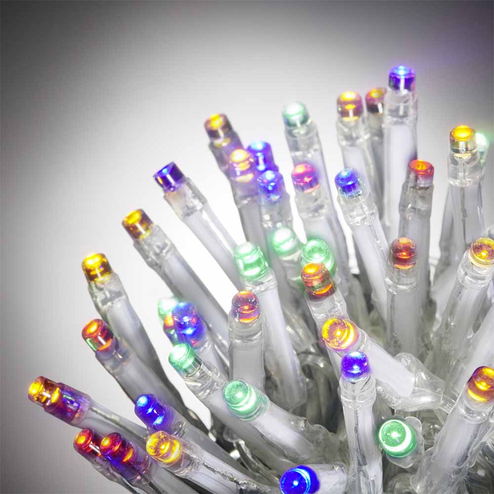 Wilko 100 Multicoloured LED Lights with Clear Cable Image 1