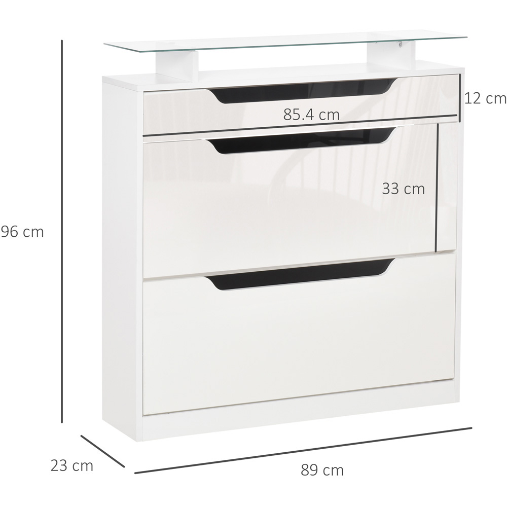 Portland 3 Drawer White High Gloss Shoe Cabinet Image 7