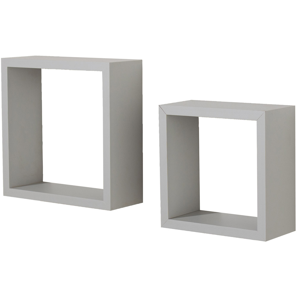 Core Products Hudson Light Grey Wall Cube Shelf Set of 2 Image 2