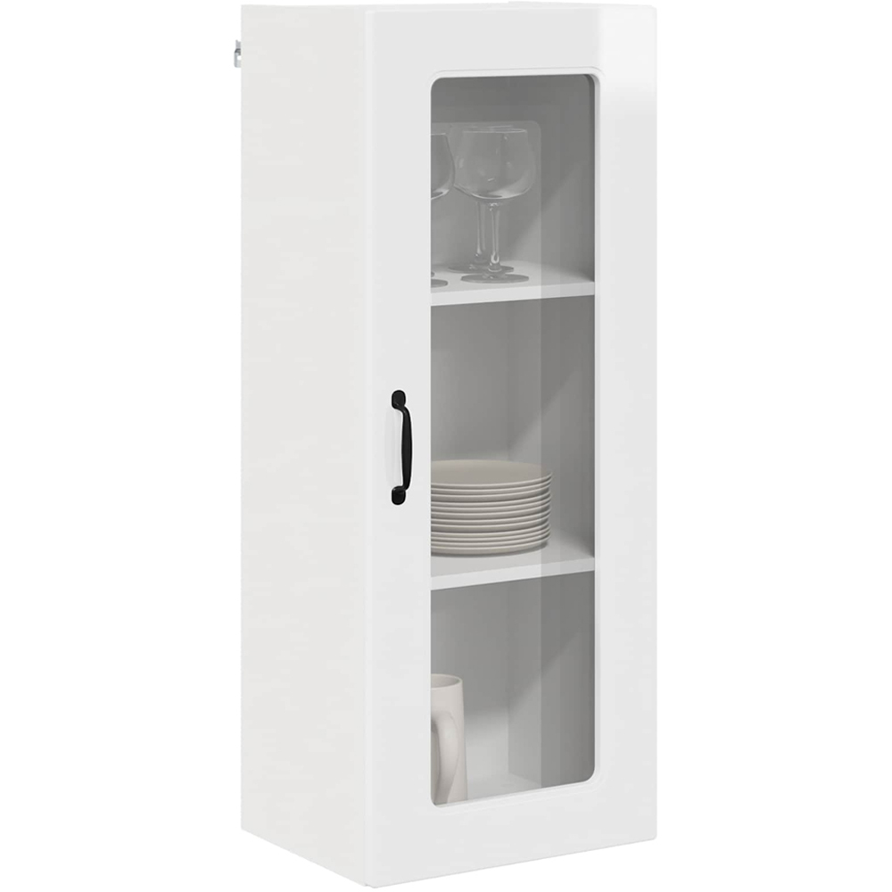 vidaXL Single Glass Door High Gloss White Kitchen Wall Cabinet Image 3