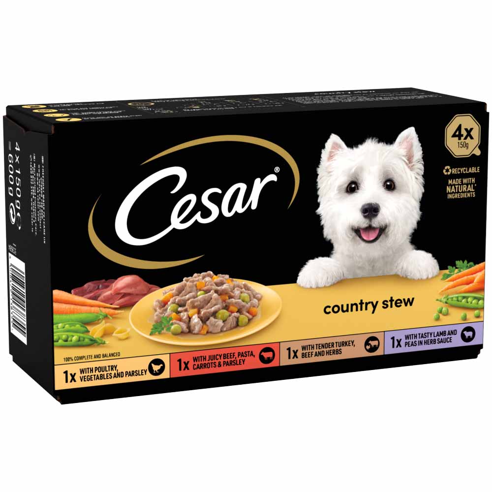Cesar Country Stew Adult Wet Dog Food Trays Mixed in Gravy 4 x 150g Image 3
