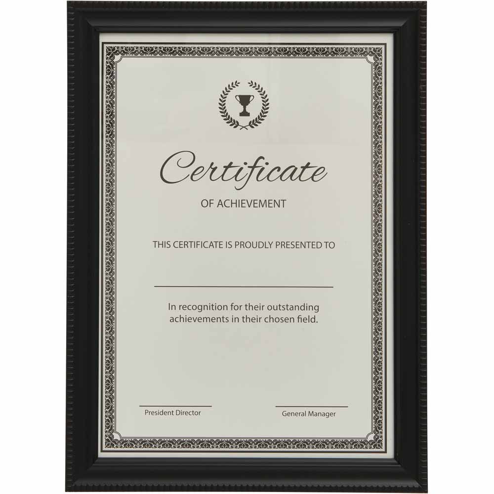 Wilko Black Certificate Frame A4 Image 1