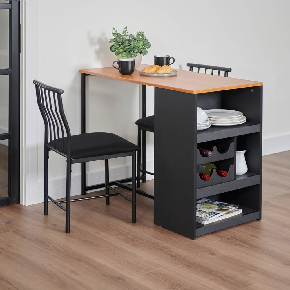 Greenhurst 2 Seater White and Tan MDF Compact Bistro Set with Storage Image 6