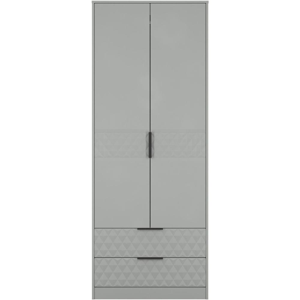 Crowndale Harlequin 2 Door 2 Drawer Dusk Grey Tall Wardrobe Ready Assembled Image 3