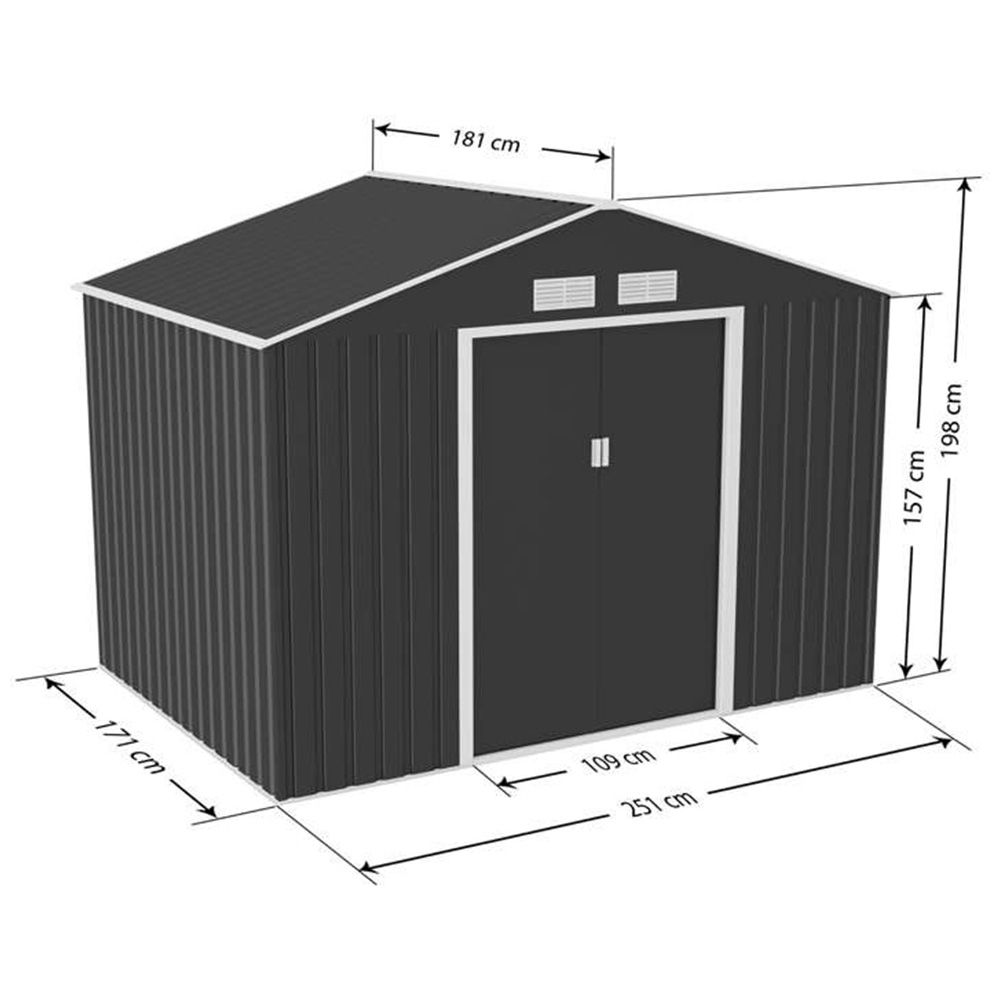 StoreMore Lotus Hera 9 x 6ft Double Door Apex Metal Shed Image 3