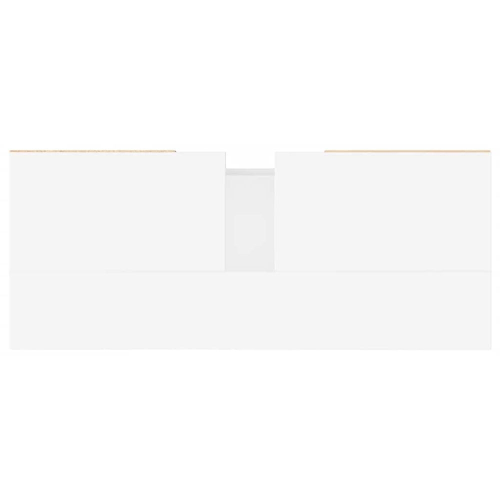 vidaXL Single Door 4 Open Shelf High Gloss White Bathroom Cabinet Image 9