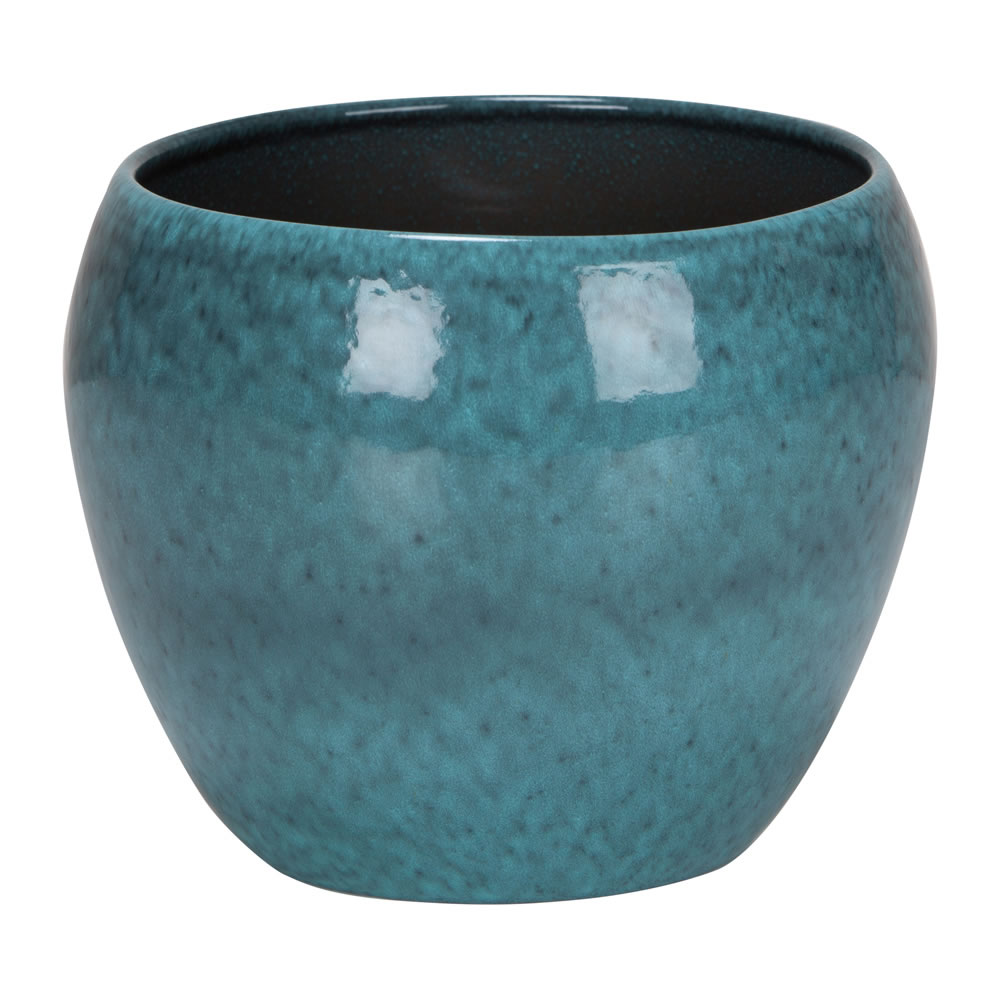 Scheurich Indoor Plant Pot Blue Glaze 15cm Wilko Scheurich Indoor Plant Pot Blue Glaze 15cm Image