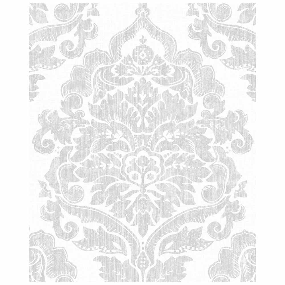 Wilko Damask Silver Wallpaper Image 1