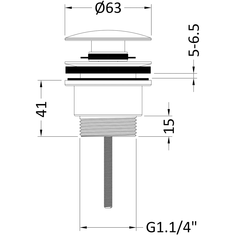 nuie Chrome Slotted and Un-Slotted Waste and Extras Universal Push Button Basin Waste Image 2