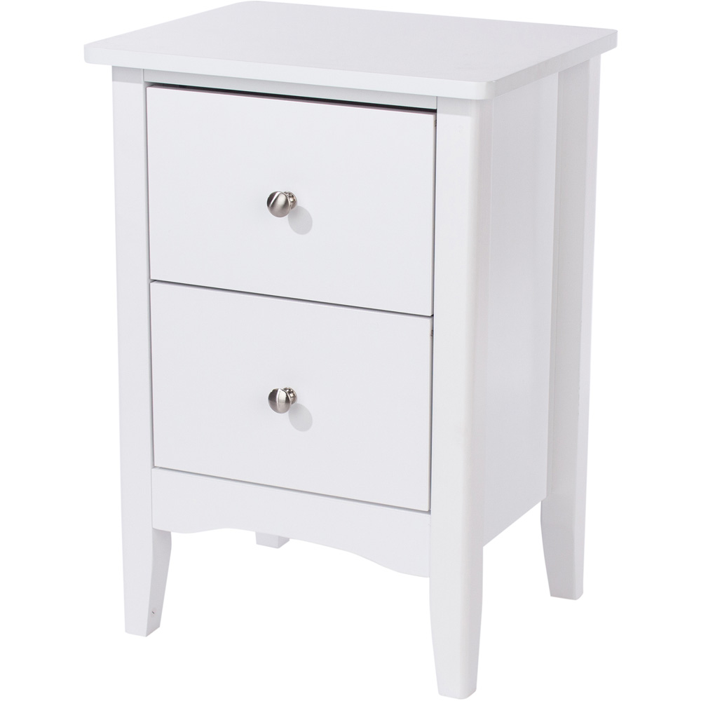 Como 2 Drawer White Petite Bedside Table Image 2