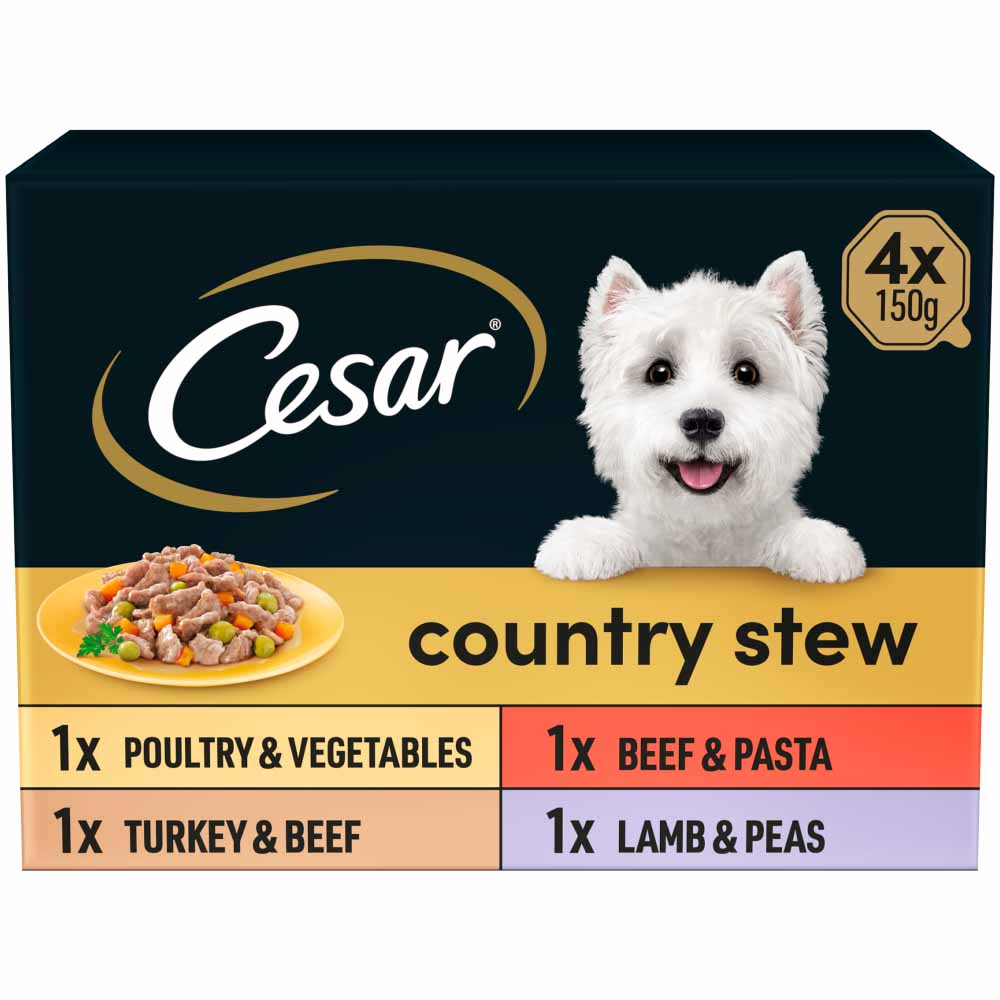 Cesar Country Stew Adult Wet Dog Food Trays Mixed in Gravy 4 x 150g Image 1