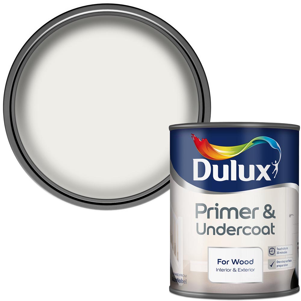 Dulux White Wood Primer & Undercoat 750ml Image 1
