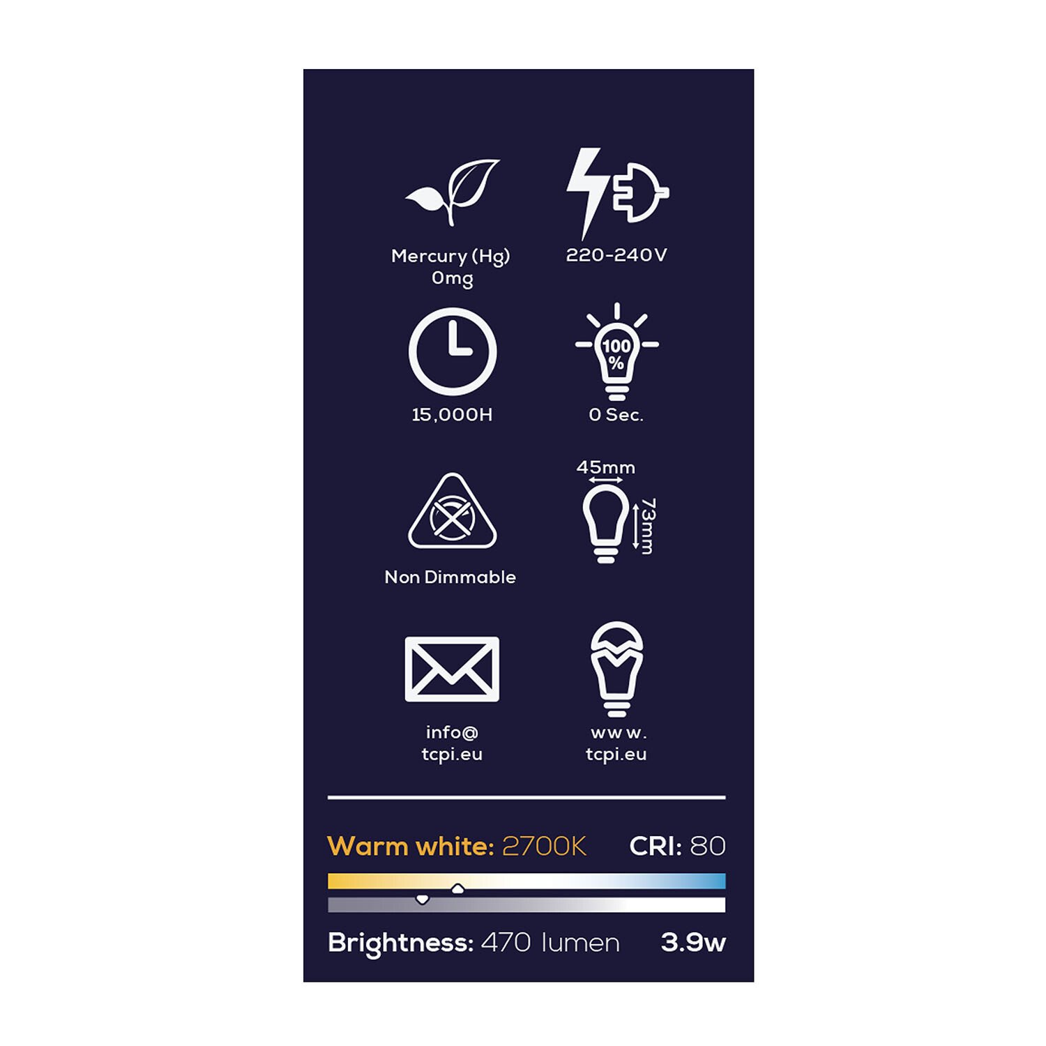 TCP FIL Miniglobe 470L E27 Warm White Bulb - Warm White Image 3