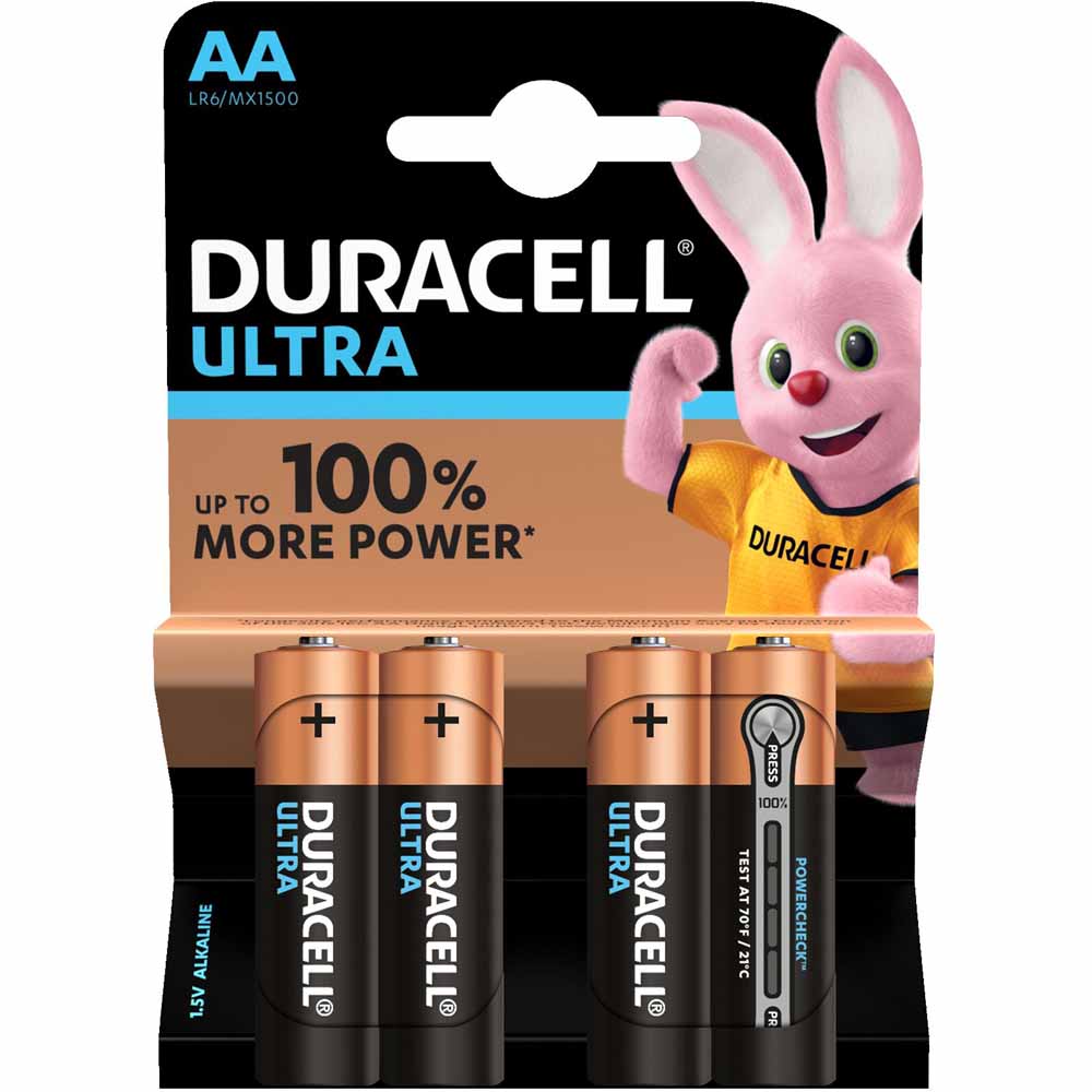 Duracell Ultra LR6 AA 1.5V Alkaline Batteries 4 pack Image 3