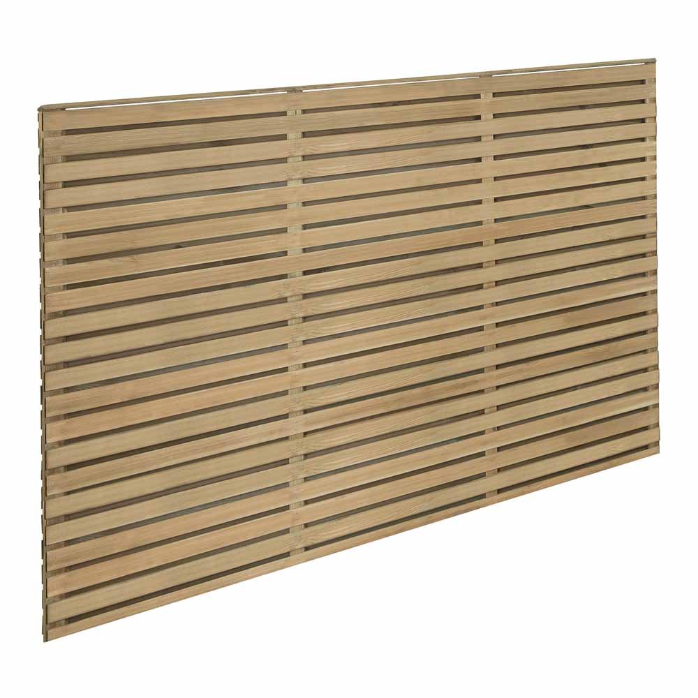 Forest Garden 6 x 4ft Pressure Treated Contemporary Double Slatted Fence Panel Image 2