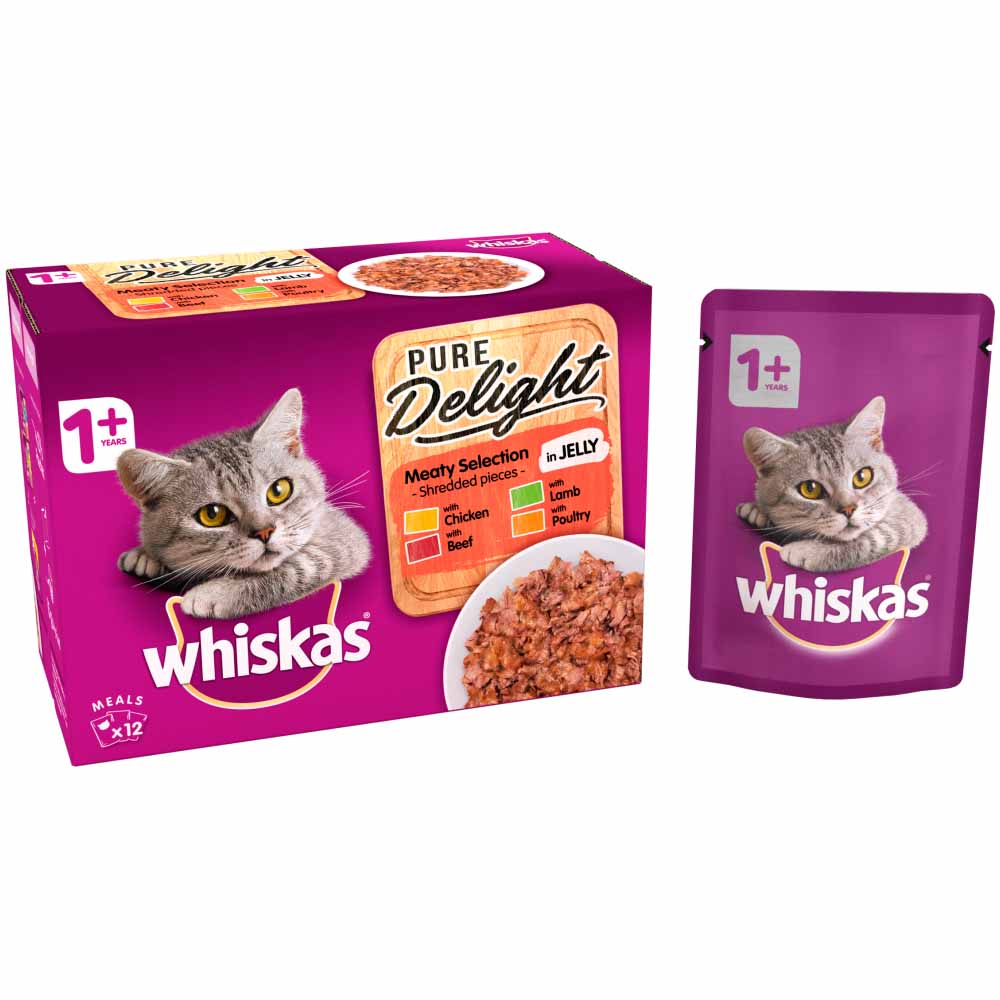Whiskas Pure Delight Adult Cat Food Pouches Meaty in Jelly 12 x 85g Image 3