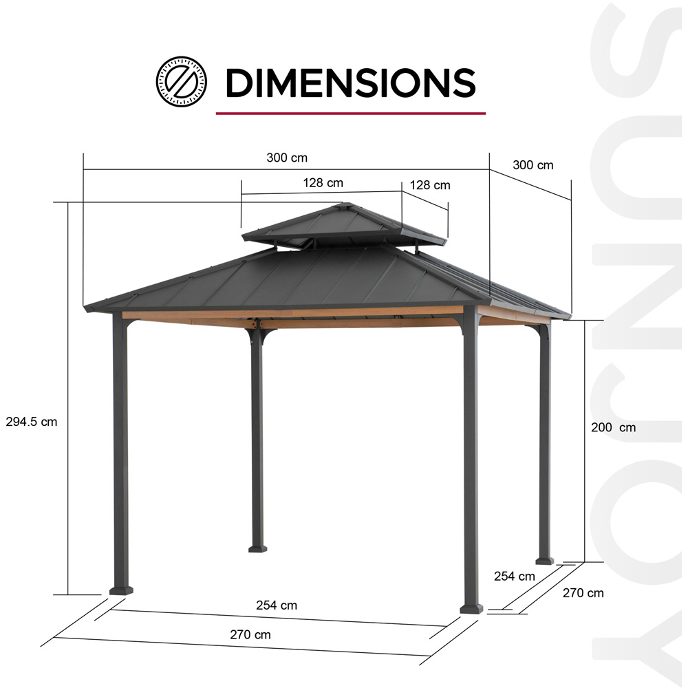 Sunjoy Pasu 3 x 3m Anthracite Steel Gazebo Image 8