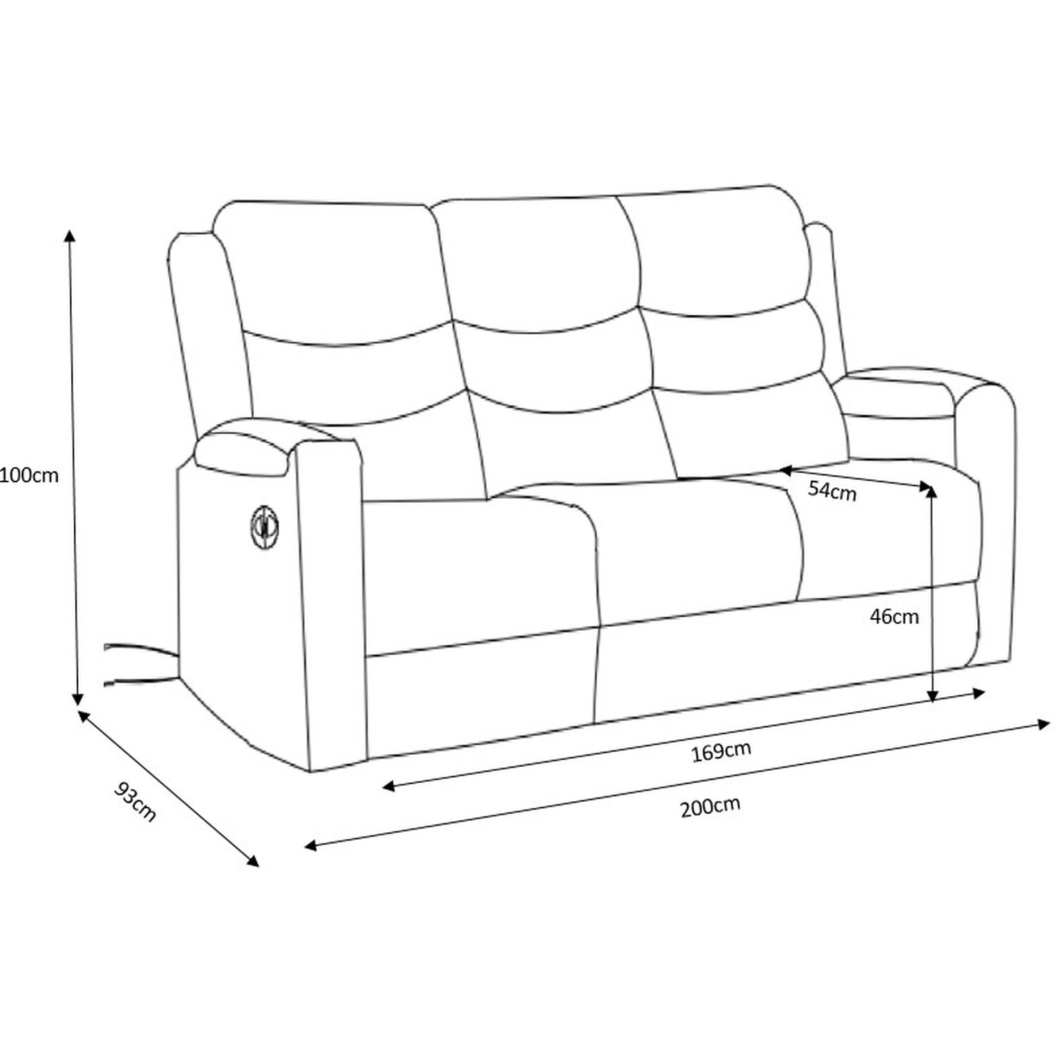 Heritage 3 Seater Ivory Manual Recliner Sofa Image 9