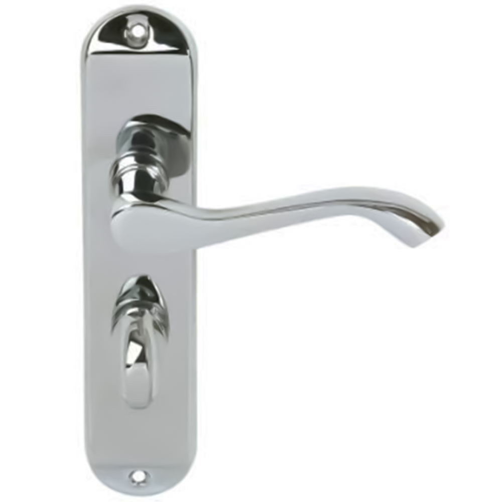 Golden Grace Polished Chrome Cadenza Bathroom Lock Door Handle Set Image