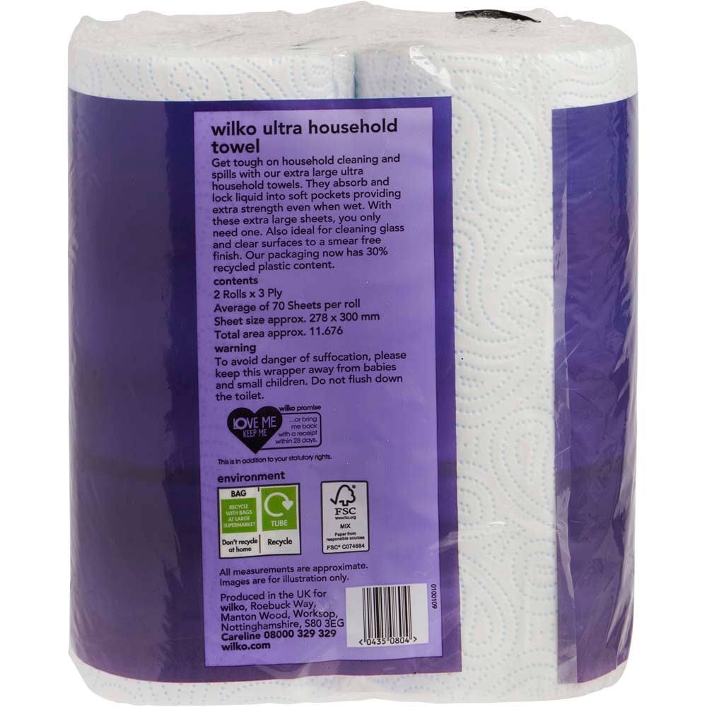 Wilko Extra Strong Ultra Household Towel 3 Ply Case of 6 x 2 Rolls Image 4