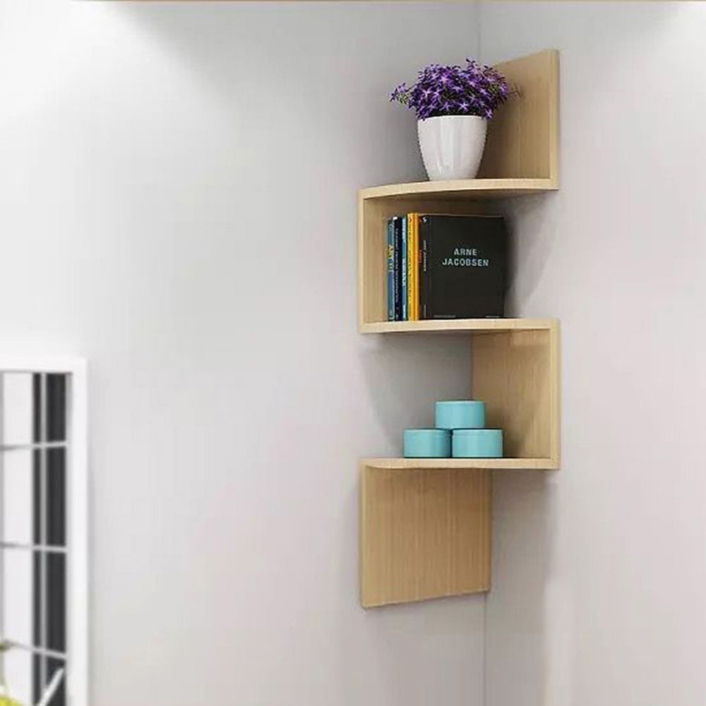 Living and Home Multi Tiered Natural Wall Corner Shelf 19.5 x 81cm Image 6
