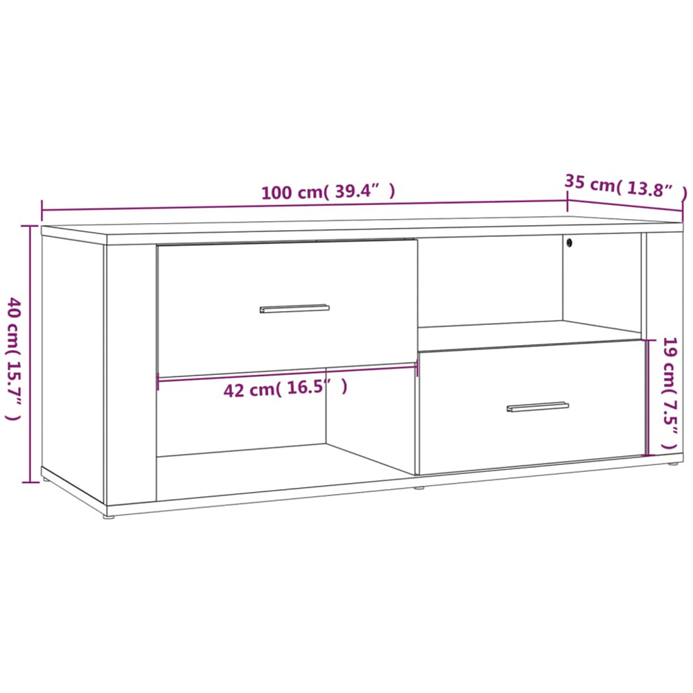 vidaXL 2 Drawer 2 Open Shelf Brown Oak TV Cabinet Image 9