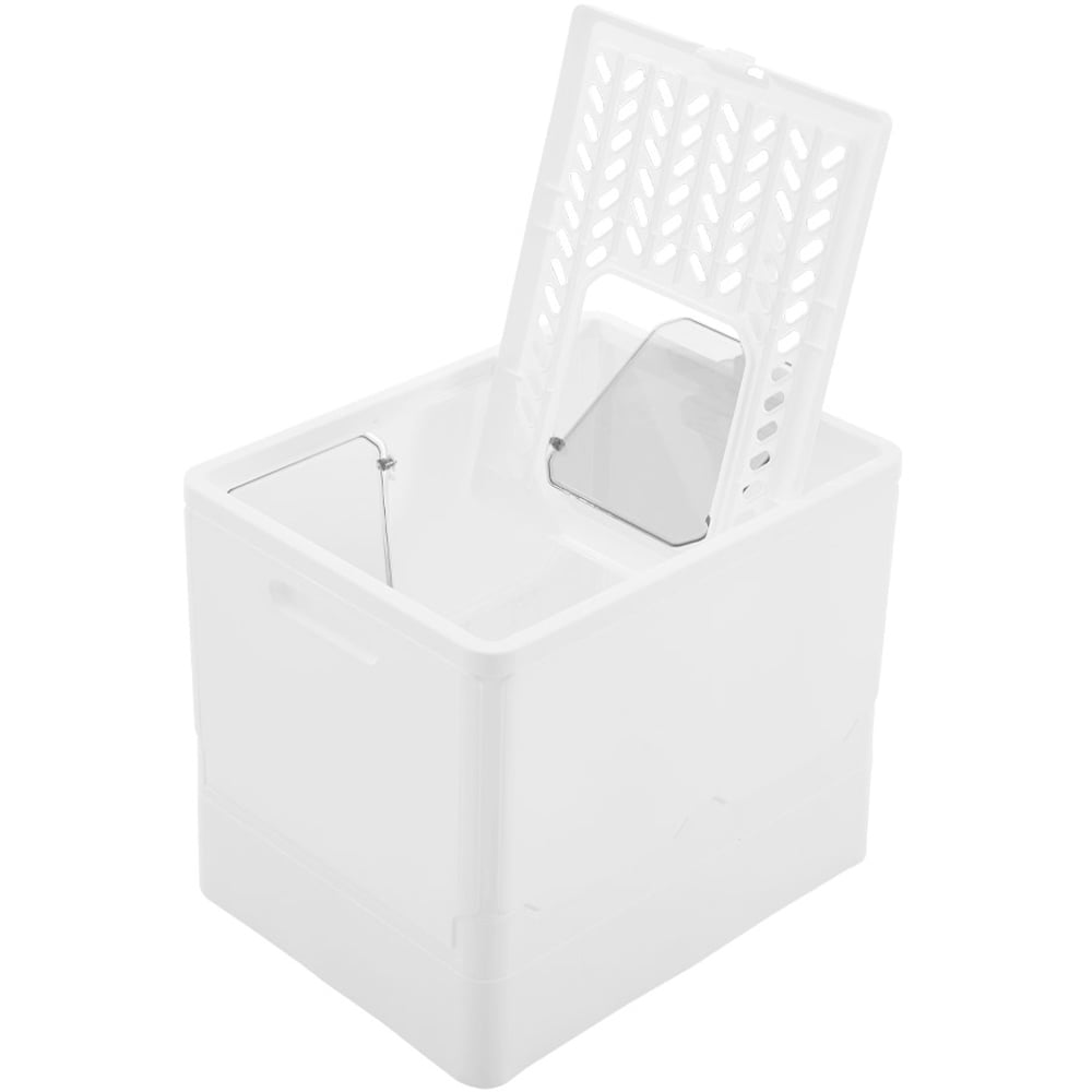 H&O Direct White Folding Enclosed Cat Litter Box with Scoop Image 3