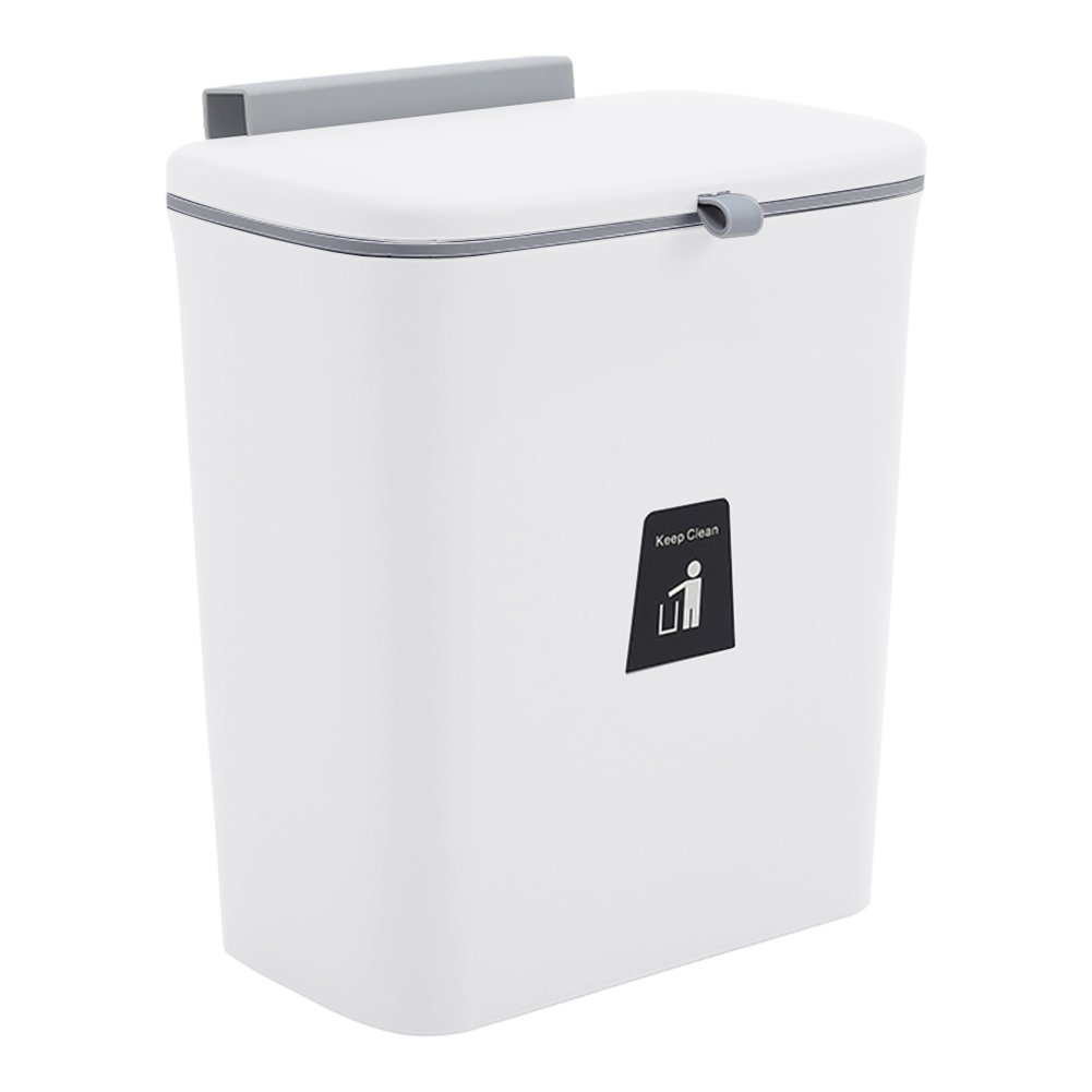 Living and Home White Wall Mounted Kitchen Trash Bin 9L Image 2