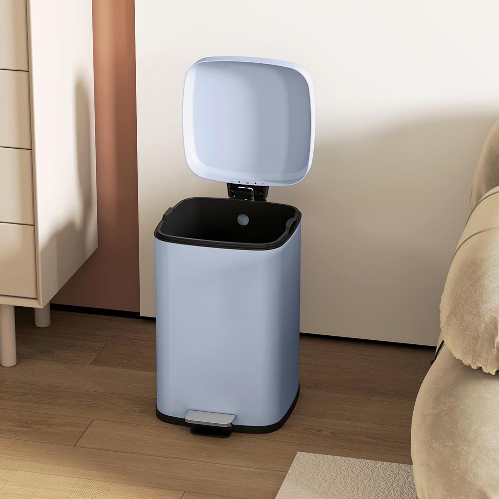 HOMCOM Light Blue Pedal Kitchen Bin with Soft Close Lid 20L Image 4