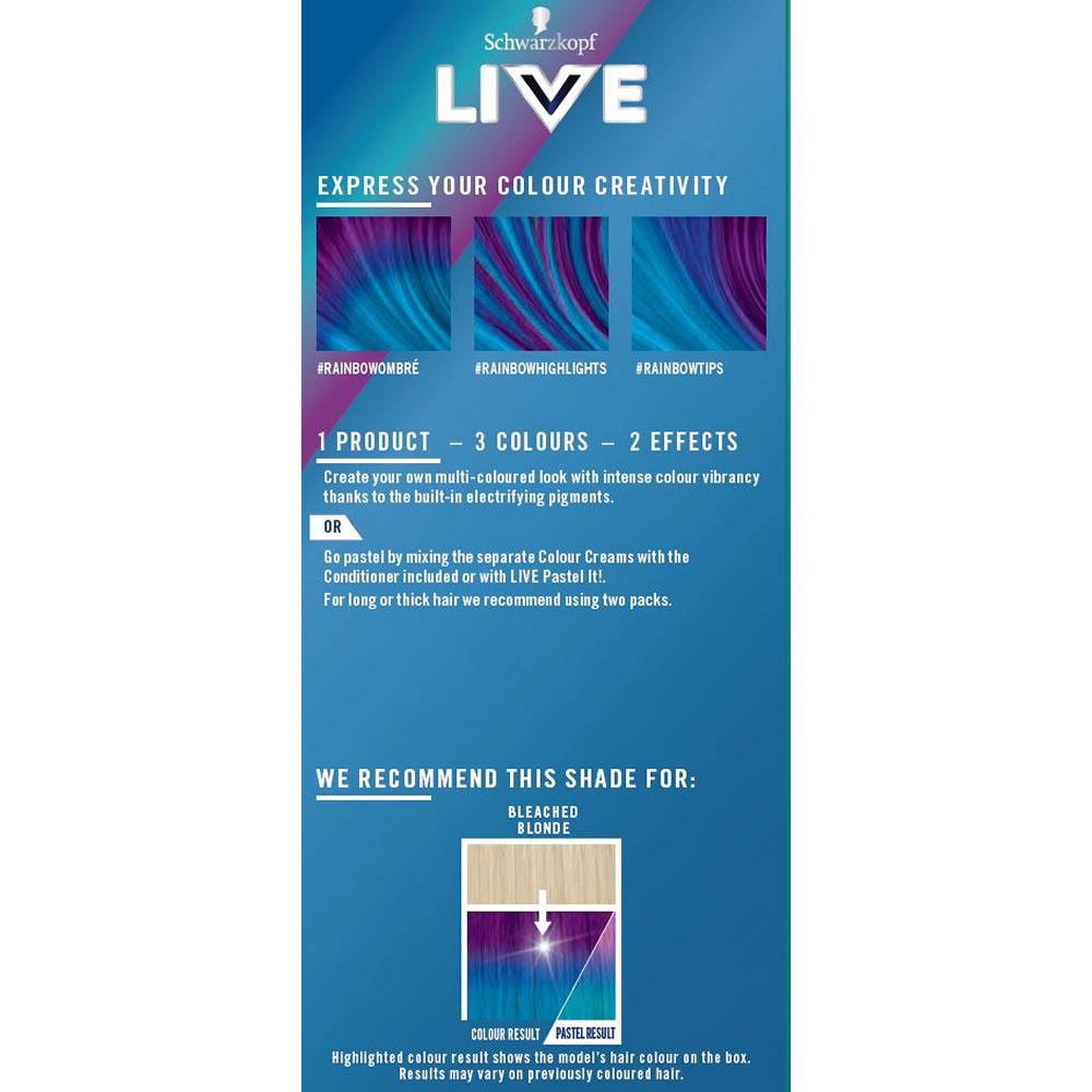 Schwarzkopf LIVE Ultra Brights or Pastel Aqua 111 Collection Semi-Permanent Hair Dye Image 2