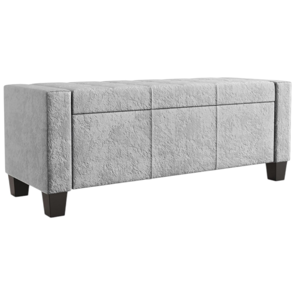 GFW Verona Grey Crushed Velvet Ottoman Storage Bench Image 2