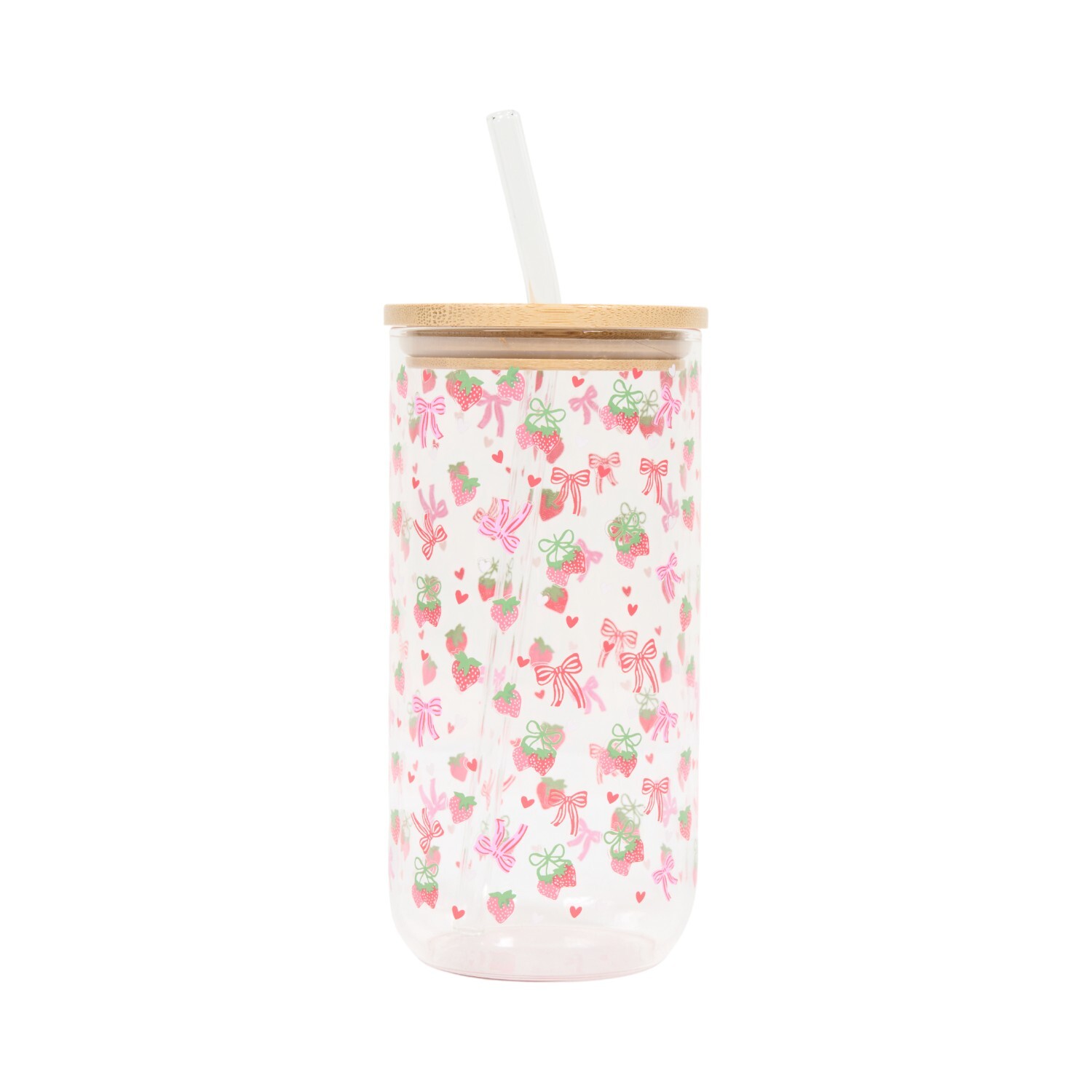 Berry Sweet Glass Drinking Jar with Straw Image 2