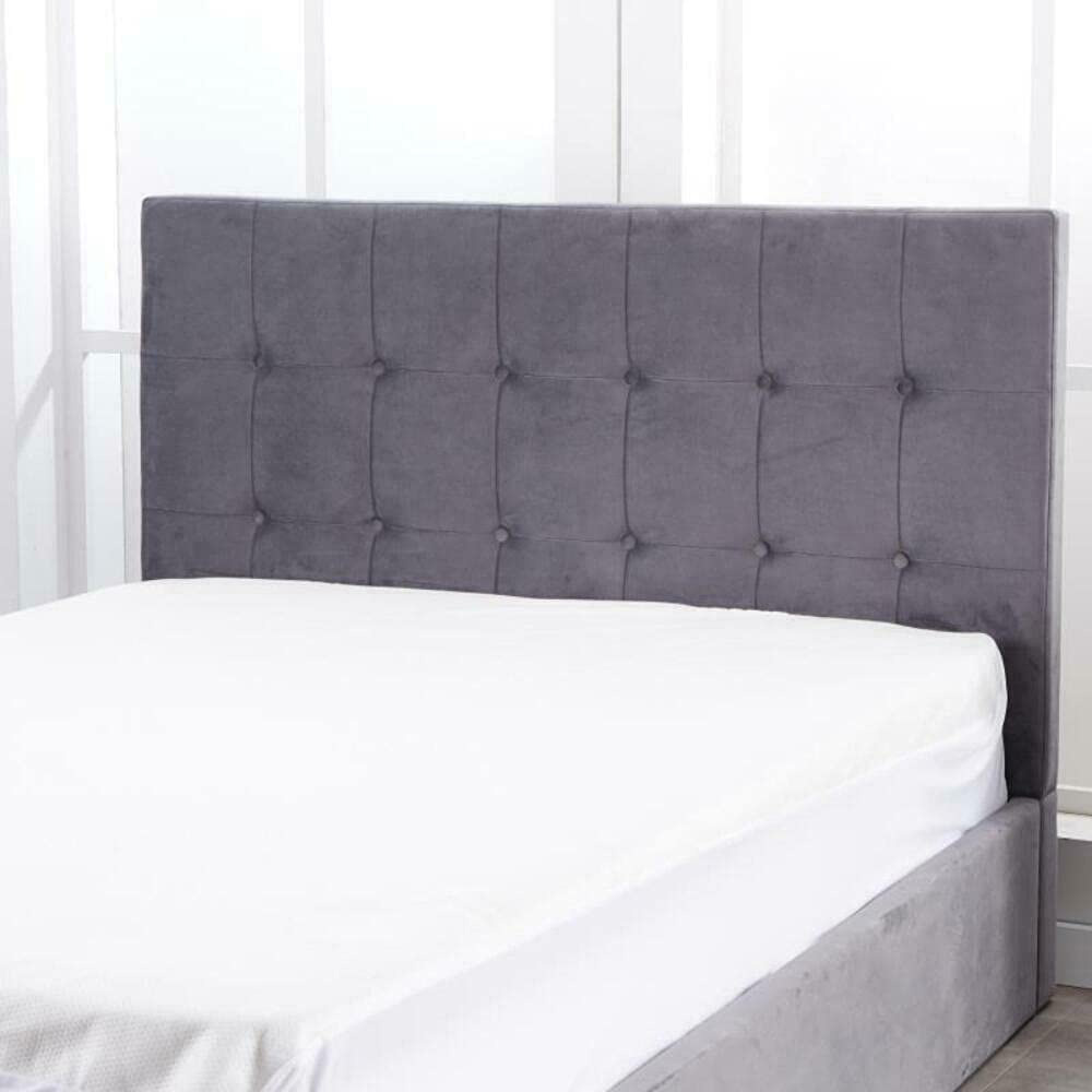 Portland Single Grey Velvet Cushioned Ottoman Bed Image 6