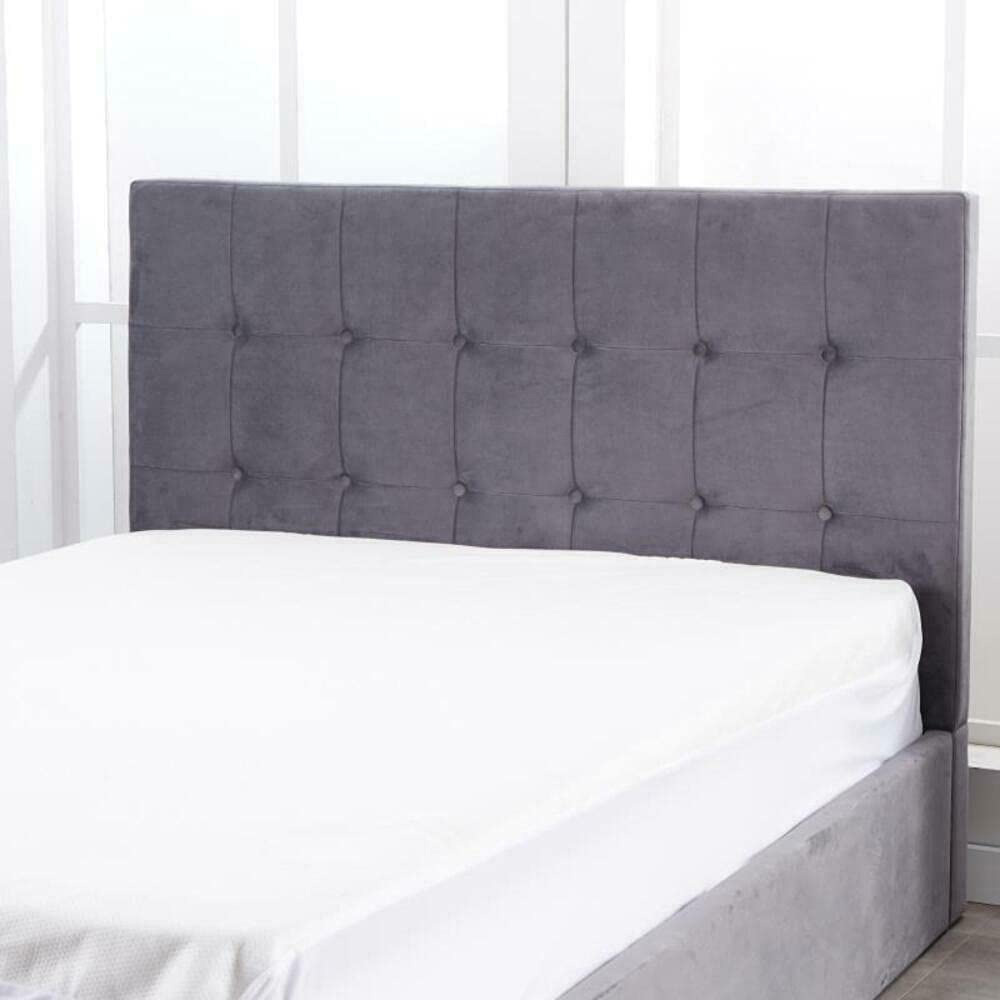 Portland Double Grey Velvet Cushioned Ottoman Bed Image 6