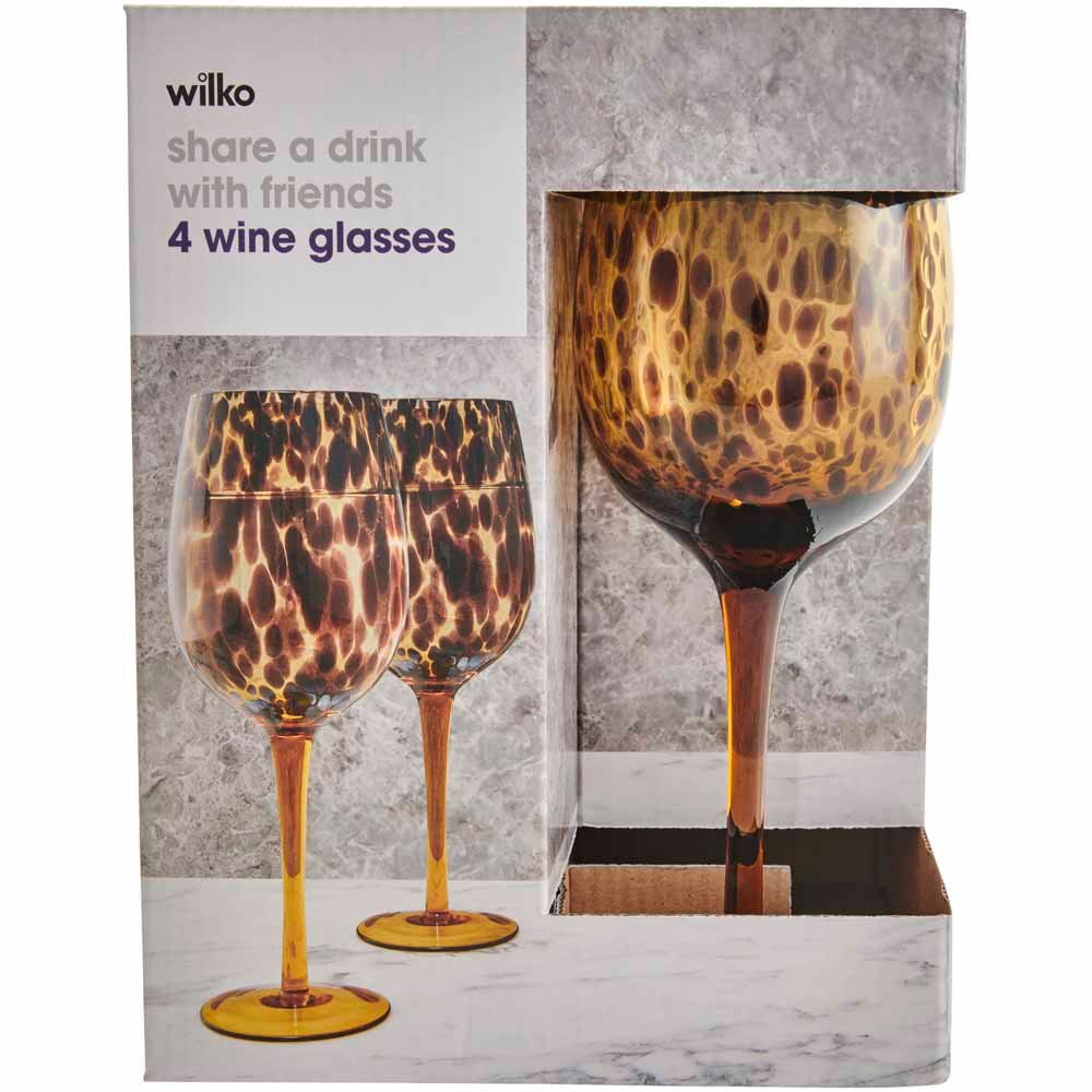 Wilko Tortoise Shell Wine Glass 4 Pack Image 4
