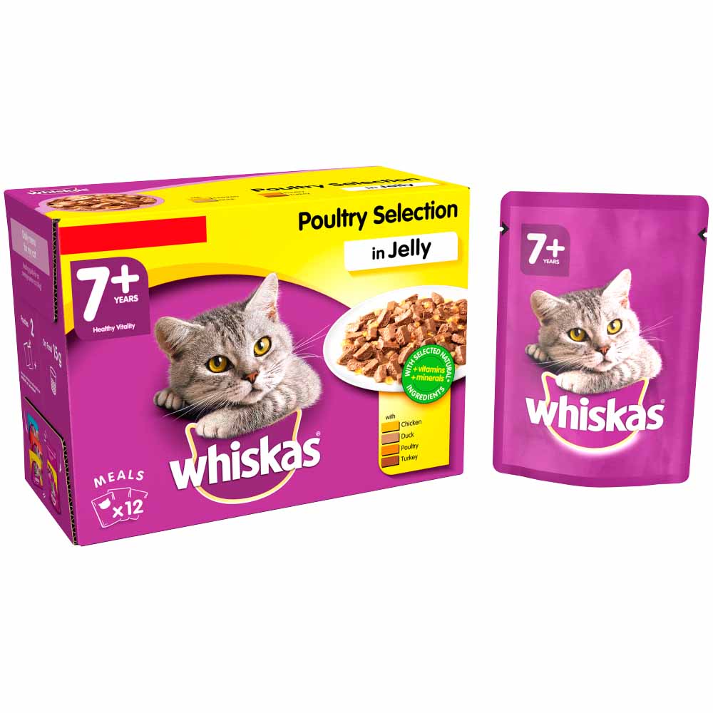 Whiskas 7+ Poultry in Jelly Cat Food 12 x 100g Image 3