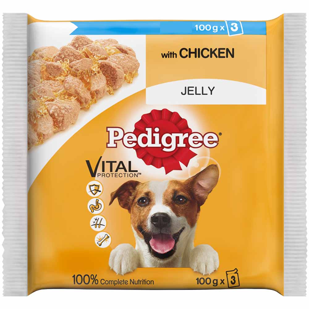 Pedigree Chicken in Jelly Dog Food Pouches 3 x 100g Wilko