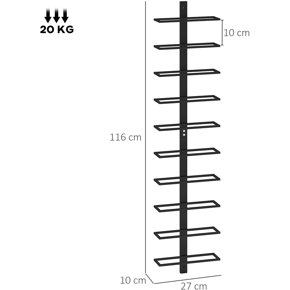 HOMCOM 10 Bottle Black Wall Mount Wine Rack Image 9