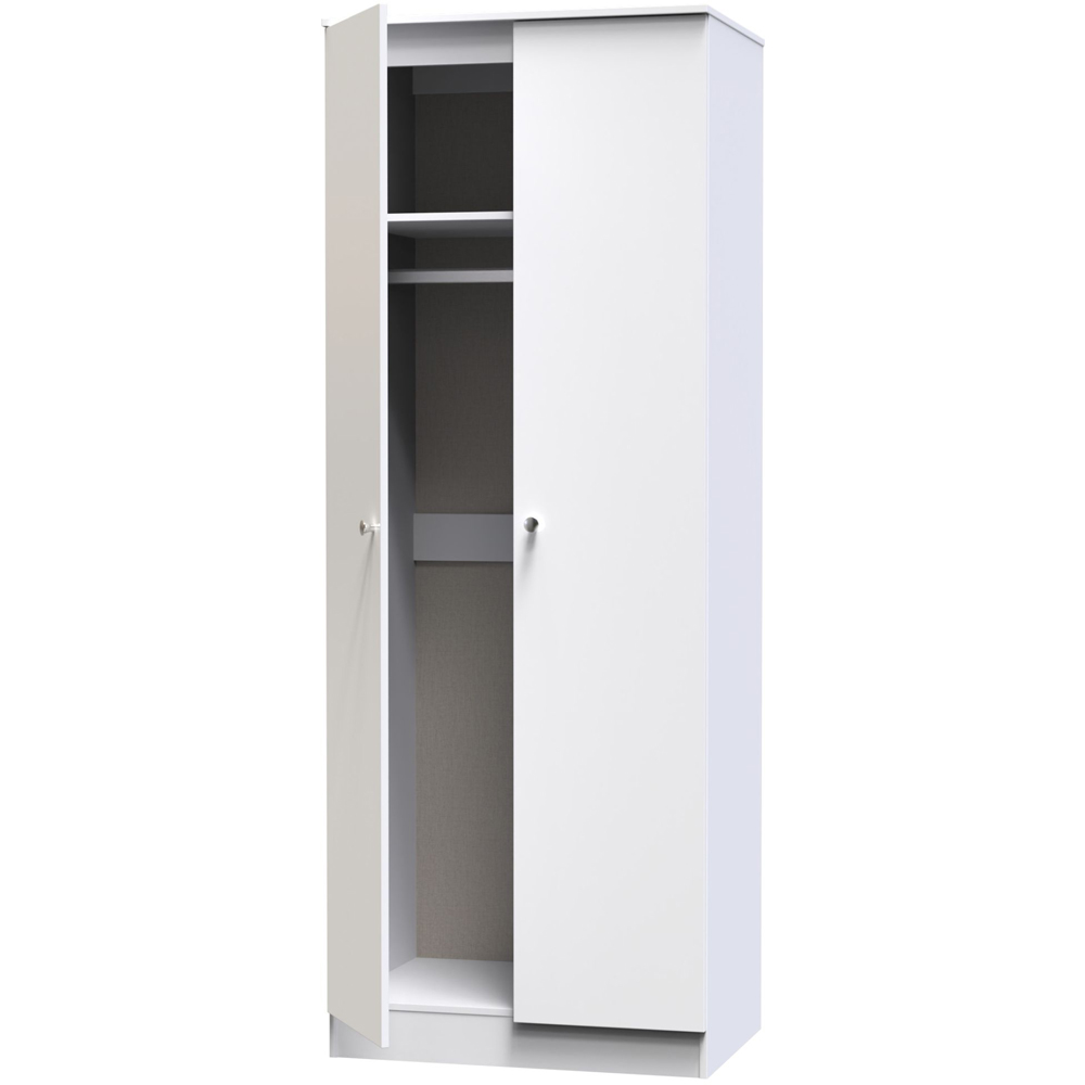 Crowndale Yarmouth 2 Door White Tall Wardrobe Ready Assembled Image 6