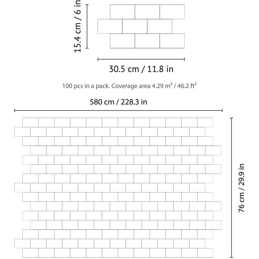 Walplus Pure White Grey 3D Tile Sticker 100 Pack Image 8