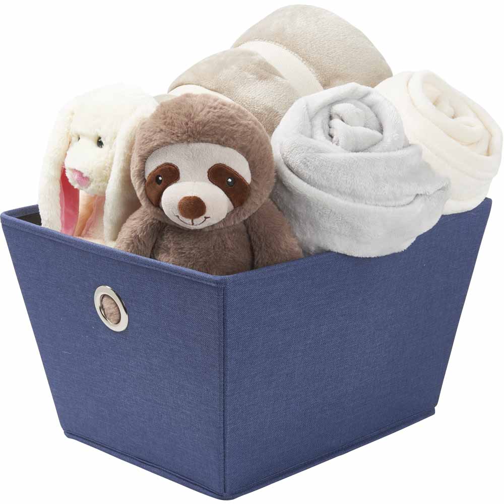 Wilko Blue Faux Linen Tote Large Wilko