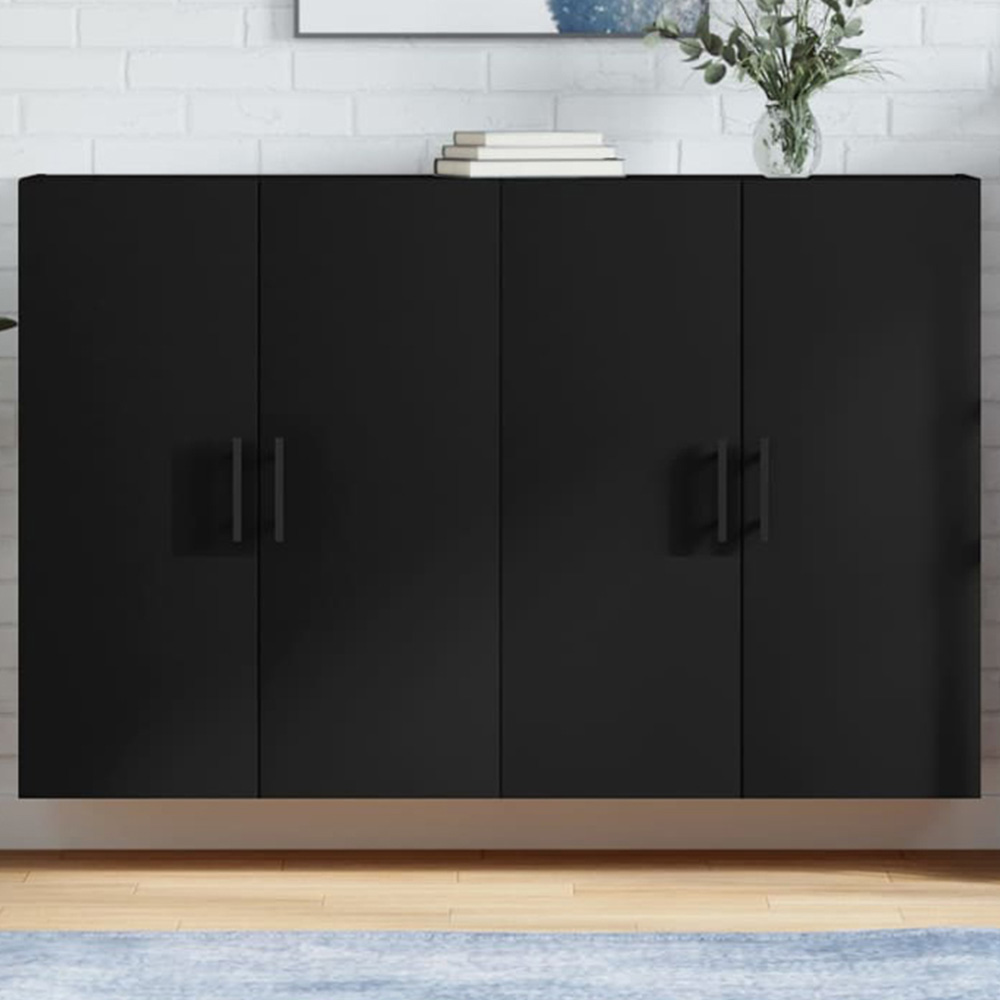 vidaXL 2 Door Black Wall Mounted Storage Cabinets 2 Pack Image 1