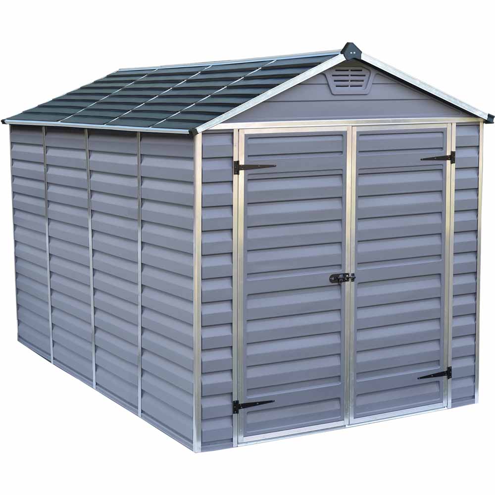 Palram 6 x 10ft Anthracite SkyLight Plastic Garden Shed Image 1