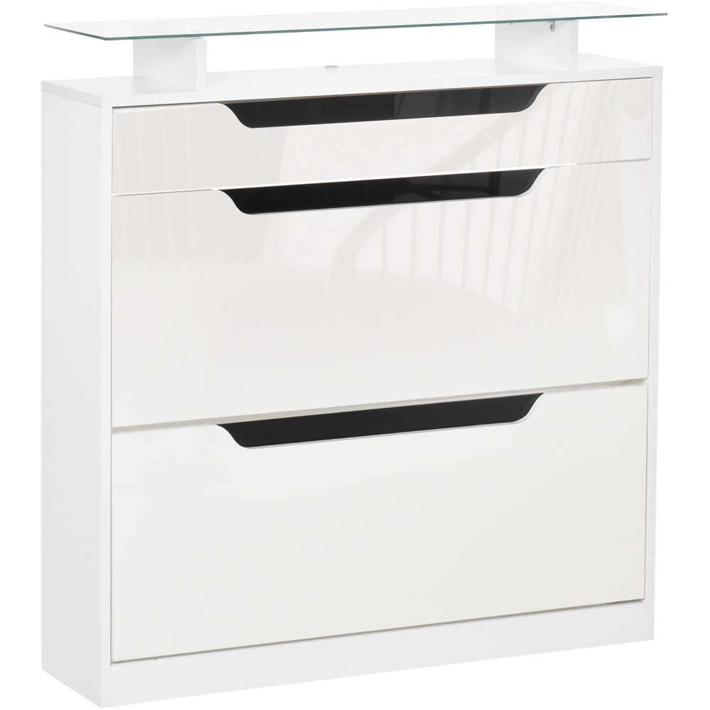 Portland 3 Drawer White High Gloss Shoe Cabinet Image 2